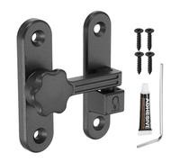 sourcing map Cerradura de puerta de granero, cerradura de puerta abatible de 90/180 grados, aleación de zinc, pestillo de seguridad deslizante con tornillos y adhesivo sin clavos para jardín, baño