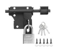 sourcing map Cerrojo de acero inoxidable de 4 pulgadas, cerrojos de seguridad para puerta corredera con tornillos y candado para ventana de puerta de dormitorio, color negro