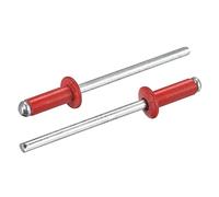 sourcing map Ciegos Remaches, 3,2mm x 9mm Aluminio Abierto Extremo Plano Redonda Cabeza Remache para Unir Metal Placa Cuero, Rojo 100uds