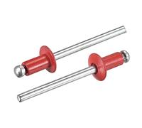 sourcing map Ciegos Remaches, 4mm x 6mm Aluminio Abierto Extremo Plano Redonda Cabeza Remache para Unión Metal Placa, Rojo 25uds