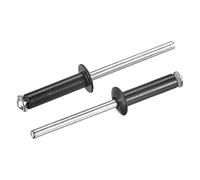sourcing map Ciegos Remaches, 5mm x 20mm Aluminio Abierto Extremo Plano Redonda Cabeza Remache para Unión Metal Placa, Negro 25uds