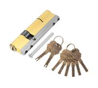 sourcing map Cilindro de bloqueo de latón macizo (100 mm, 32,5/67,5) - Cilindro de bloqueo de doble cerradura de repuesto de grado C antirrobo con tornillo de montaje y 8 llaves para puertas de madera