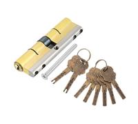 sourcing map Cilindro de bloqueo de latón macizo (100 mm 50/50) - Cilindro de bloqueo de puertas de doble bloqueo de repuesto grado C antirrobo con tornillo de montaje y 8 llaves para puertas de