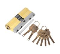 sourcing map Cilindro de bloqueo de latón macizo (70 mm, 35/35) - Cilindro de bloqueo de puertas de doble bloqueo de repuesto grado C antirrobo con tornillo de montaje y 8 llaves para puertas de