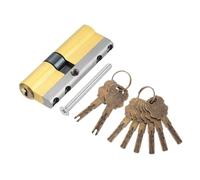 sourcing map Cilindro de bloqueo de latón macizo (75 mm, 32,5/42,5) - Cilindro de bloqueo de puertas de doble bloqueo de repuesto de grado C antirrobo con tornillo de montaje y 8 llaves para puertas
