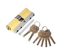 sourcing map Cilindro de bloqueo de latón macizo (75 mm, 37,5/37,5) - Cilindro de bloqueo de puertas de doble bloqueo de repuesto de grado C antirrobo con tornillo de montaje y 8 llaves para puertas