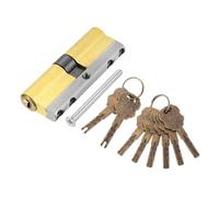 sourcing map Cilindro de bloqueo de latón macizo (80 mm 40/40) - Cilindro de bloqueo de puertas de doble bloqueo de repuesto grado C antirrobo con tornillo de montaje y 8 llaves para puertas de madera