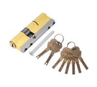 sourcing map Cilindro de bloqueo de latón macizo (85 mm, 32,5/52,5) - Cilindro de bloqueo de puertas de doble bloqueo de repuesto de grado C antirrobo con tornillo de montaje y 8 llaves para puertas