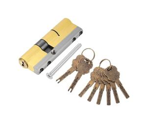 sourcing map Cilindro de bloqueo de latón macizo (85 mm, 32,5/52,5) - Cilindro de bloqueo de puertas de doble bloqueo de repuesto de grado C antirrobo con tornillo de montaje y 8 llaves para puertas