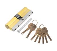 sourcing map Cilindro de bloqueo de latón macizo (85 mm, 42,5/42,5) - Cilindro de bloqueo de puertas de doble bloqueo de repuesto grado C antirrobo con tornillo de montaje y 8 llaves para puertas de