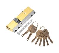 sourcing map Cilindro de bloqueo de latón macizo (95 mm, 32,5/62,5) - Cilindro de bloqueo de puertas de doble bloqueo de repuesto de grado C antirrobo con tornillo de montaje y 8 llaves para puertas