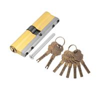sourcing map Cilindro de bloqueo de latón macizo (95 mm, 47,5/47,5) - Cilindro de bloqueo de puertas de doble bloqueo de repuesto de grado C antirrobo con tornillo de montaje y 8 llaves para puertas