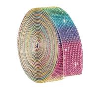 sourcing map Cinta autoadhesiva de diamantes de imitación de 4 yardas, 12 filas de tiras de cristal de diamantes brillantes para manualidades, bodas, fiestas, decoración de teléfono, color arcoíris