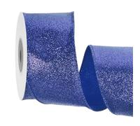 sourcing map Cinta con alambre con purpurina de 6,3 cm, color azul oscuro, iridiscente brillante de 10 yardas para decoración de corona de árbol de Navidad, envoltura de regalos, con borde metálico