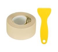 sourcing map Cinta de calafateo para inodoro, color beige, autoadhesiva, 1.5 pulgadas x 16.4 pies, cinta selladora con herramienta de sellado para protector de bordes de cocina y baño