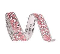 sourcing map Cinta de diamantes de imitación de cristal de 1 yarda x 0.59 pulgadas, tiras de cinta de resina autoadhesiva con adornos de cristal para ropa, manualidades, color rojo rosa claro