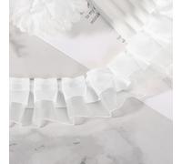 sourcing map Cinta de encaje de satén de 2 capas de 2 capas para manualidades, vestidos, ropa, regalo de boda, decoración del hogar, color blanco