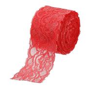 sourcing map Cinta de encaje elástica de 9 m y 5 cm para manualidades, paquete de regalo, decoración de bodas, color rojo