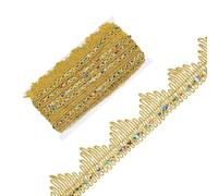 sourcing map Cinta de lentejuelas con ribete dorado claro, 15 yardas, 1.57 pulgadas de ancho, ribete de encaje, tela trenzada plana con purpurina para costura, manualidades, vestidos, suministros de