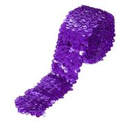 sourcing map Cinta de lentejuelas elásticas de 5 filas de 5 filas de lentejuelas planas para manualidades, costura de flecos, color morado oscuro