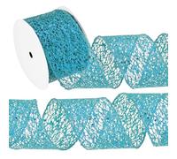 sourcing map Cinta de malla con purpurina, 2.5 pulgadas x 10 yardas, cinta de hilo brillante de poliéster, rollos decorativos metálicos ondulados para árboles de Navidad, coronas, guirnaldas (azul)