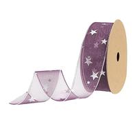 sourcing map Cinta de organza transparente con alambre de estrella de 40 mm de ancho, cinta de gasa brillante, 18 m, color morado oscuro para envolver regalos, lazos de boda, ramo de Navidad