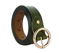 sourcing map Cinturón Cinto Cintilla De Cuero Corre Con Hebilla Redonda Elegante De Moda Para Mujeres De 1" De Ancho Casual Verde Fit waist 31-37 inches