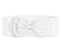 sourcing map Cinturón Correa Elástica De Señora De Nudo Corredizo Detallando Con Pulsador De Apertura Cierre Blanco Un tamaño