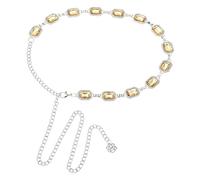 sourcing map Cinturón de cadena de metal, cinturón de cadena de concho occidental con diamantes de imitación para vestidos de mujer, 112cm