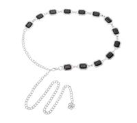 sourcing map Cinturón de cadena de metal, cinturón de cadena de concho occidental con diamantes de imitación para vestidos de mujer, 112cm, Gema, Piedra preciosa de circonia sintética