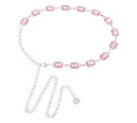 sourcing map Cinturón de cadena de metal, cinturón de cadena de concho occidental con diamantes de imitación para vestidos de mujer, rosa, 112 cm