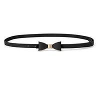 sourcing map Cinturón De Cintura Delgada De Metal Arco-Nudo Sin Hebilla Cinturón Fino Para Mujeres Negro L