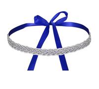 sourcing map Cinturón de novia, cinturón de vestido de novia hecho a mano con diamantes de imitación de cristal brillante para vestido de novia y dama de honor, Azul Zafiro, Talla única