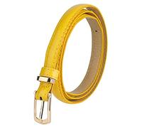 sourcing map Cinturón Fino De Señora De Una Sola Hebilla PU Amarillo Cintura: 29-32