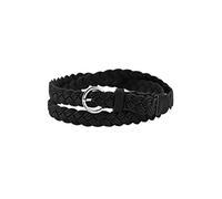 sourcing map Cinturón trenzado flaco para mujer Tejido con hebilla ajustable Casual Negro cintura: 26-33
