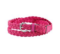 sourcing map Cinturón trenzado flaco para mujer Tejido con hebilla ajustable Casual Rosa cintura: 26-33