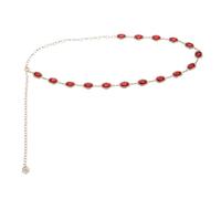 sourcing map Cinturones de cadena de cintura con diamantes de imitación, cinturones de cadena ajustables con bolsa de cordón para mujer, talla única, Metal no precioso, Ágata