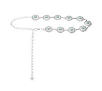 sourcing map Cinturones de cadena de cintura turquesa, cinturón de cadena ajustable para el cuerpo, cinturón occidental de metal para mujer con bolsa de cordón, talla única, Metales no preciosos