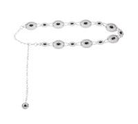 sourcing map Cinturones de cadena de cintura turquesa, cinturón de cadena ajustable para el cuerpo, cinturón occidental de metal para mujer con bolsa de cordón, talla única, Metales no preciosos