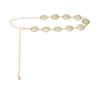 sourcing map Cinturones de cadena de cintura turquesa, cinturón de cadena ajustable para el cuerpo, cinturón occidental de metal para mujer con bolsa de cordón, talla única, Metales no preciosos