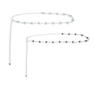 sourcing map Cinturones de cadena de cintura turquesa, cinturones de cadena ajustable para el cuerpo, cinturón occidental de metal para mujer, talla única, Metales no preciosos, Ágata