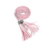 sourcing map Cinturones Trenzados Con Borlas Para Mujer Cinturones De Cintura Tejidos Delgados Para Vestido De Falda Rosa 132 cm