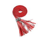 sourcing map Cinturones Trenzados Con Borlas Para Mujer Cinturones De Cintura Tejidos Delgados Para Vestido De Falda rojo 132 cm