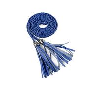 sourcing map Cinturones Trenzados Con Borlas Para Mujer Cinturones De Cintura Tejidos Delgados Para Vestido De Falda Azul real 132 cm