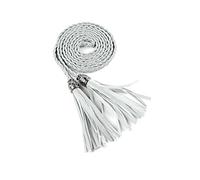 sourcing map Cinturones Trenzados Con Borlas Para Mujer Cinturones De Cintura Tejidos Delgados Para Vestido De Falda Plata 132 cm