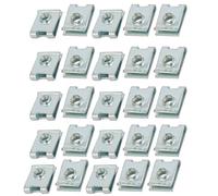sourcing map Clip Tuerca En U De Ajuste De Tornillo M4 65Mn De Acero De Resorte Tono Plata 14mm X 10mm 25Pcs