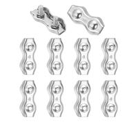 sourcing map Clips de acero inoxidable M4 304 para cuerda de alambre doble, clips de fijación para cable de 3 mm a 3,5 mm de diámetro, 10 unidades