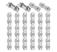 sourcing map Clips de acero inoxidable M5 304 para cuerda de alambre doble, clips de fijación para cable de 4 mm a 4,5 mm de diámetro, 22 unidades