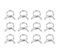 sourcing map Clips de manguera de doble alambre para línea de combustible de 15 mm de diámetro interior, 15-18 mm de diámetro exterior, 12 abrazaderas de resorte de tubo de acero inoxidable surtido