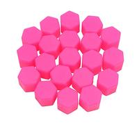 sourcing map Coche 20mm x 24mm Luminosa Silicona Hexagonal Cubierta de Cabeza Tuerca Tapón de Tornillo de Llanta Rueda Tapa Decorativa Protecdora Antipolvo Rosa 20 Unidades de 17mm Calibre